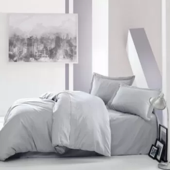 Lenjerie de pat dubla, 4 piese, 100% bumbac satinat, Cotton Box, Premium Elegant, gri imagine