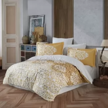 Lenjerie de pat dubla, 4 piese, 200x220 cm, 100% bumbac poplin, Hobby, Serenity, auriu imagine