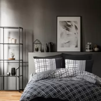 Lenjerie de pat dubla, 4 piese, 200x220 cm, 100% bumbac ranforce, Cotton Box, Carlos, negru imagine