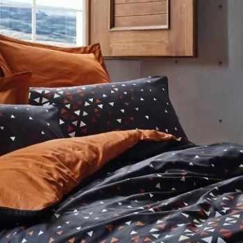 Lenjerie de pat dubla, 4 piese, 200x220 cm, 100% bumbac ranforce, Cotton Box, Colin, maro scortisoara imagine