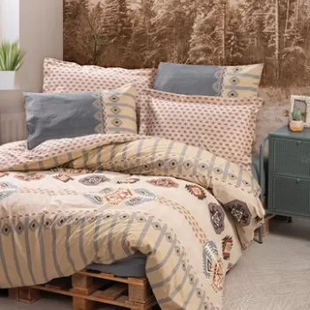 Lenjerie de pat dubla, 4 piese, 200x220 cm, 100% bumbac ranforce, Cotton Box, Dakota, gri imagine