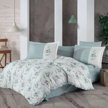 Lenjerie de pat dubla 4 piese, L'essentiel Maison, Estate v2, Albastru imagine