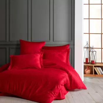 Lenjerie de pat dubla, 6 piese, 200x220 cm, 100% bumbac satinat, Saheser, Evans, rosu imagine