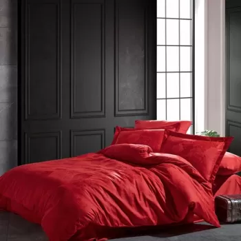 Lenjerie de pat dubla, 6 piese, 200x220 cm, 100% bumbac satinat, Saheser, Talia, rosu imagine