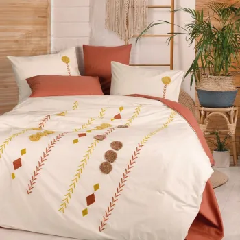 Lenjerie de pat dubla, Amaris - Tile Red, Cotton Box, Bumbac Ranforce imagine