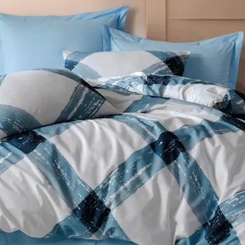 Lenjerie de pat dubla, Andri - Blue, Dowry World, 65% bumbac/35% poliester imagine