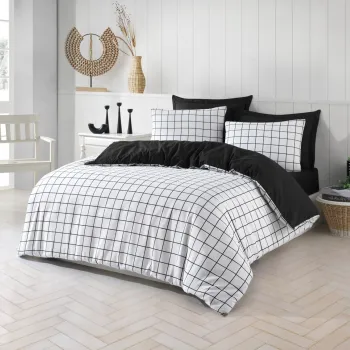 Lenjerie de pat dubla, Artus - Black, Eponj Home, 65% bumbac/35% poliester imagine