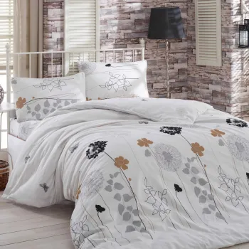 Lenjerie de pat dubla, Atlantis - White, Eponj Home, 65% bumbac/35% poliester imagine