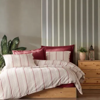 Lenjerie de pat dubla, Avva - Claret Red, Saheser, Bumbac imagine