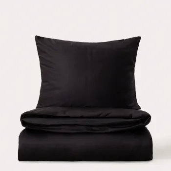 Lenjerie de pat dubla Bamsa, Homla, 160x200 cm, 3 piese, satin de bambus, negru imagine