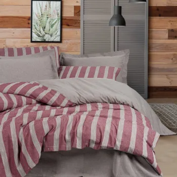 Lenjerie de pat dubla, Bande - Claret Red, Cotton Box, 50% bumbac / 50% poliester imagine