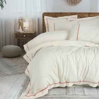 Lenjerie de pat dubla, Banded - Orange, Cotton Box, 85% bumbac / 15% in imagine