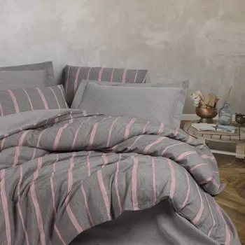 Lenjerie de pat dubla, Barisan - Grey, Cotton Box, 50% bumbac / 50% poliester imagine