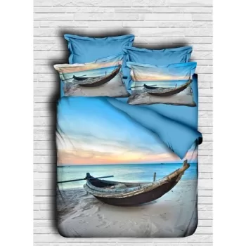 Lenjerie de pat dubla Beach 130, Pearl Home, 3 piese, 200x220 cm, amestec bumbac, multicolor imagine