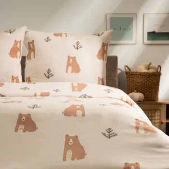 Lenjerie de pat dubla Bearie, Homla, 3 piese, 160x200 cm, microfibra din poliester, multicolor imagine