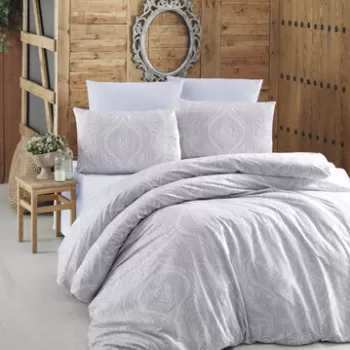 Lenjerie de pat dubla (BL), Ornament - Grey, Victoria, Bumbac Ranforce imagine