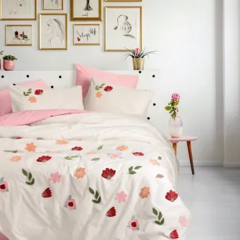 Lenjerie de pat dubla, Blossom - Salmon, Cotton Box, Bumbac Ranforce imagine