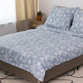 Lenjerie de pat dubla Callais Essentials, Homla, 160x200 cm, 3 piese, poliester, albastru/alb imagine