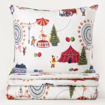Lenjerie de pat dubla Circus Joy, Homla, 3 piese, 160x200 cm, bumbac, multicolor imagine
