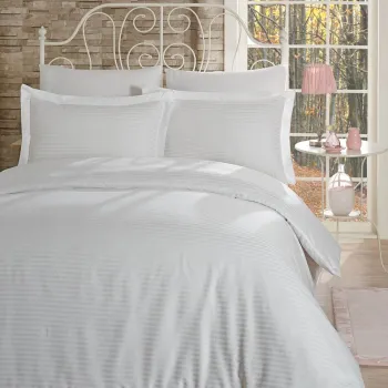 Lenjerie de pat dubla, Classic Line - White, Primacasa by Turkiz, Bumbac Satinat imagine