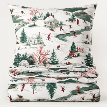 Lenjerie de pat dubla Cortina, Homla, 3 piese, 160x200 cm, bumbac, multicolor imagine