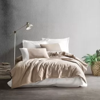 Lenjerie de pat dubla, Cotton Box, Plain Mink Cream, 4 piese, bumbac ranforce, bej/crem imagine