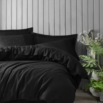 Lenjerie de pat dubla, Dama - Black, Cotton Box, Bumbac Satinat imagine