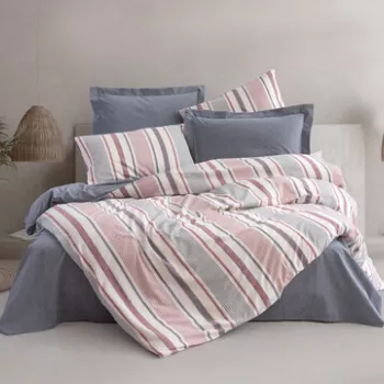 Lenjerie de pat dubla (DE), 3 piese, Duo - Dark Blue, Cotton Box, 50% bumbac / 50% poliester imagine