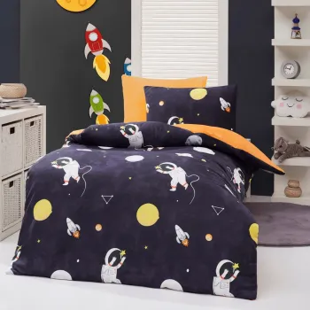 Lenjerie de pat dubla (DE), 3 piese, L'essentiel Maison, Astron, 65% bumbac/35% poliester, Albastru inchis imagine