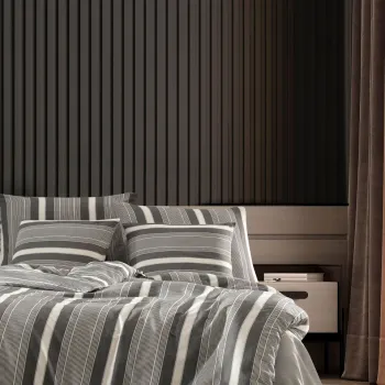 Lenjerie de pat dubla (DE), 3 piese, L'essentiel Maison, Dakar, Bumbac;Poliester, Negru / Gri / Alb imagine