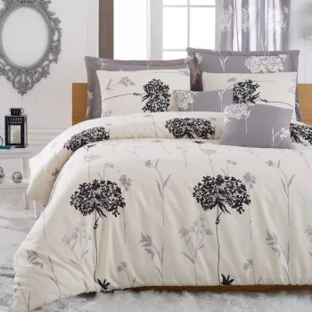 Lenjerie de pat dubla (DE), 3 piese, L'essentiel Maison, Efil, Grey / Beige / Black imagine