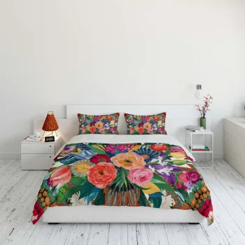 Lenjerie de pat dubla (DE), 3 piese, L'essentiel Maison, FLW_DVT25-15, Multicolor imagine