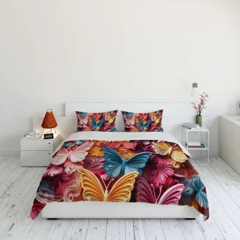 Lenjerie de pat dubla (DE), 3 piese, L'essentiel Maison, FLW_DVT25-35, Multicolor imagine