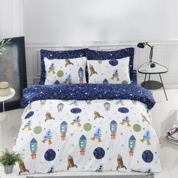 Lenjerie de pat dubla (DE), 3 piese, L'essentiel Maison, Spacex, 65% bumbac/35% poliester, Multicolor imagine