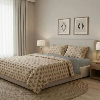 Lenjerie de pat dubla (DE), L'essentiel Maison, Dakota Kombin, Grey / Beige / Orange / Red imagine