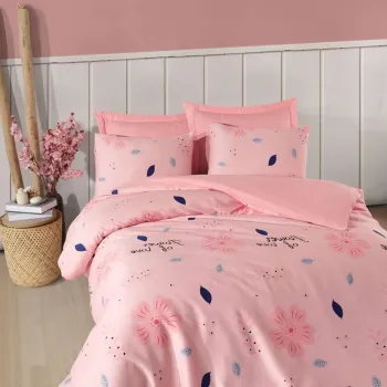 Lenjerie de pat dubla (DE), L'essentiel Maison, FlowerofLove, Bumbac;Poliester, Roz pudra imagine