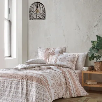 Lenjerie de pat dubla (DE), L'essentiel Maison, Ligya, Maro / Bej / Alb imagine