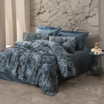 Lenjerie de pat dubla (DE), L'essentiel Maison, Liza, Albastru petrol imagine