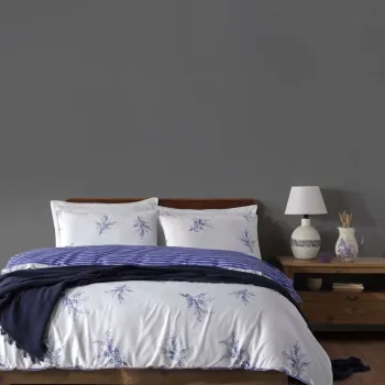 Lenjerie de pat dubla (DE), L'essentiel Maison, Meltem, Alb/Albastru imagine