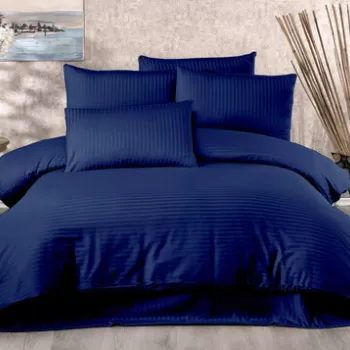 Lenjerie de pat dubla (DE), Lilyum - Dark Blue, Whitney, Bumbac Satinat imagine