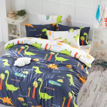 Lenjerie de pat dubla, Dinolar, EnLora Home, Bumbac Ranforce imagine