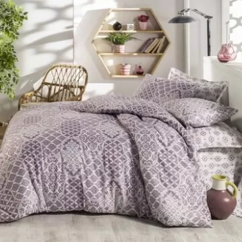 Lenjerie de pat dubla Donjette, Pearl Home, 4 piese, 220x240 cm, bumbac ranforce, mov imagine