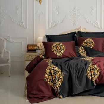 Lenjerie de pat dubla, Ebren - Anthracite, Cotton Box, Bumbac Satinat imagine