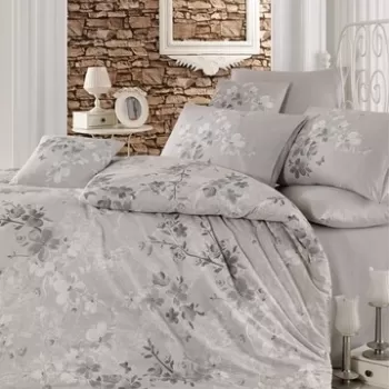 Lenjerie de pat dubla Elena, Pearl Home, 4 piese, 220x240 cm, bumbac ranforce, gri imagine