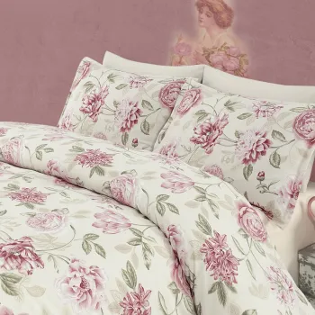 Lenjerie de pat dubla, Eponj Home, Care Pink, 4 piese, amestec bumbac, multicolor imagine