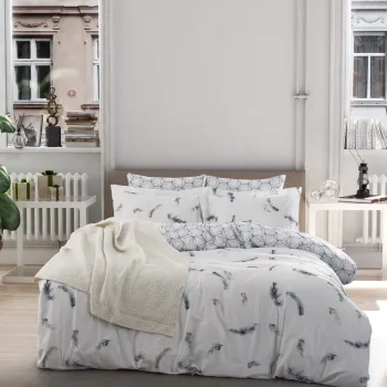 Lenjerie de pat dubla (ES), L'essentiel Maison, Paradise, White / Dark Blue / Green imagine