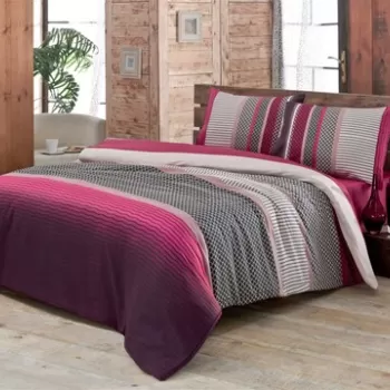 Lenjerie de pat dubla (EU) (IT), 3 piese, Lotus v2, Victoria, 65% bumbac/35% poliester imagine