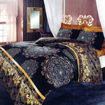 Lenjerie de pat dubla (EU) (IT), 3 piese, Osmanl? - Yellow, Pearl Home, 50% bumbac/50% poliester imagine