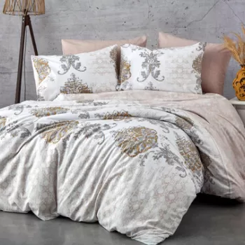 Lenjerie de pat dubla (EU) (IT), Daisy - Brown, Pearl Home, Bumbac Ranforce imagine