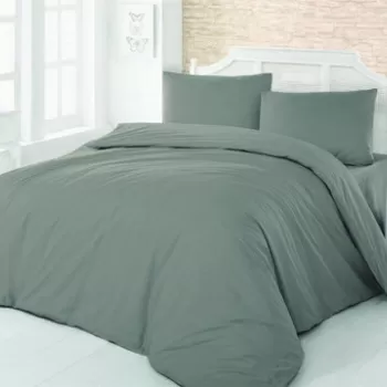 Lenjerie de pat dubla (EU) (IT), Dark Grey, Patik, Bumbac Ranforce imagine